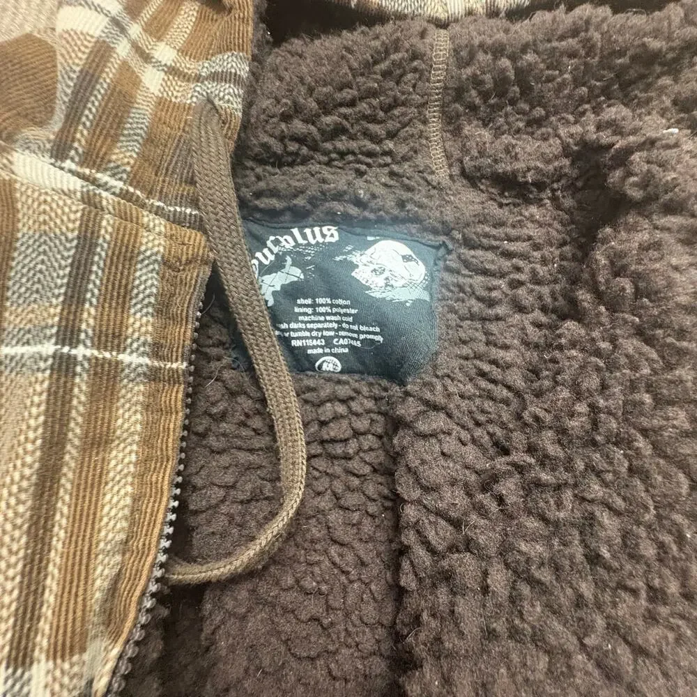 Vintage Y2K Surplus Grunge Skate Corduroy Baggy Plaid Jacket size medium